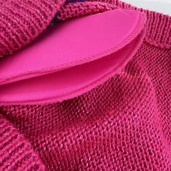 Vintage 80s Jaclyn Smith Hot Pink Floral Statement Cardigan Sweater Knit Small - Picture 9 of 12